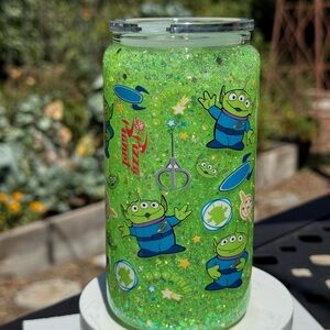 Toy Story Aliens snow globe glass can tumbler 16oz